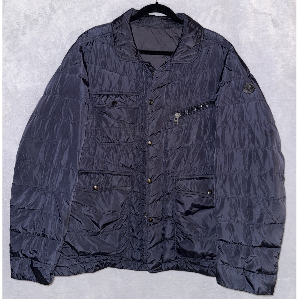 Moncler River Giubbotto Down Field Jacket Men's Size 6 Navy Puffer Coat‎